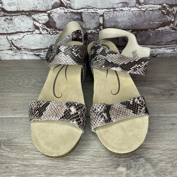 Abeo Una Ivory Leather Snake Platform Ankle Strap Sandals Women’s Sz 11N US/42EU - Picture 1 of 16